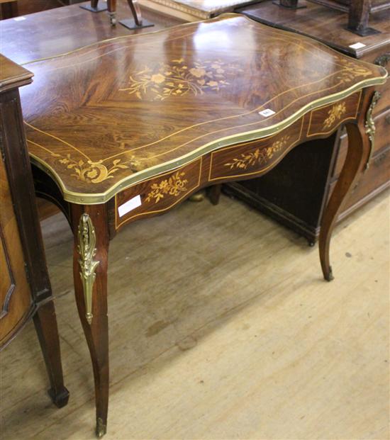 French rosewood, marquetry & ormolu mounted writing table